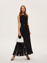 Robe longue évasée semi-transparente