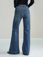 Jean bootcut taille médiane bleu, vue portée de dos