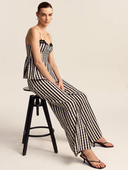 Pantalon vichy noir et blanc, vue portée de trois quarts