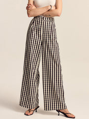 Pantalon vichy noir et blanc, vue portée de face