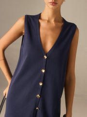 Ensemble gilet pantalon bouton doré