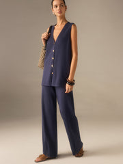 Ensemble gilet pantalon bouton doré