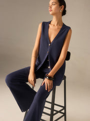 Ensemble gilet pantalon bouton doré