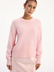 Pull col rond laine
