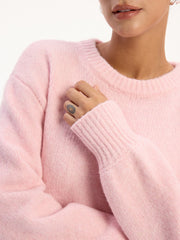 Pull col rond laine
