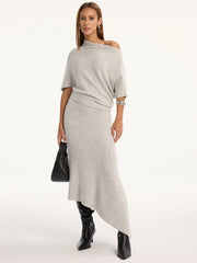 Jupe midi asymétrique laine