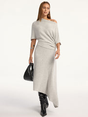Jupe midi asymétrique laine