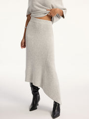 Jupe midi asymétrique laine