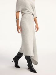 Jupe midi asymétrique laine
