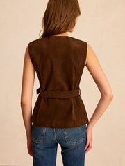 Gilet suédine à ceinture