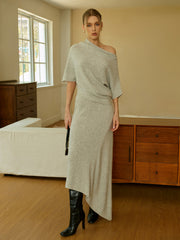 Jupe midi asymétrique laine