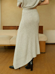 Jupe midi asymétrique laine