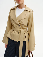 Trench court croisé à ceinture