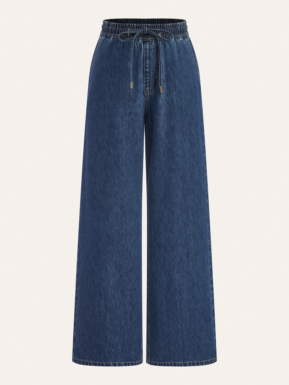 Jean bleu à taille cordon, pièce seule, vue de face