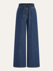 Jean bleu à taille cordon, pièce seule, vue de face