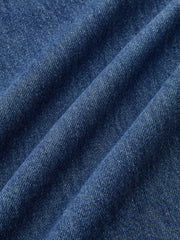 Jean bleu à taille cordon, détail du tissu