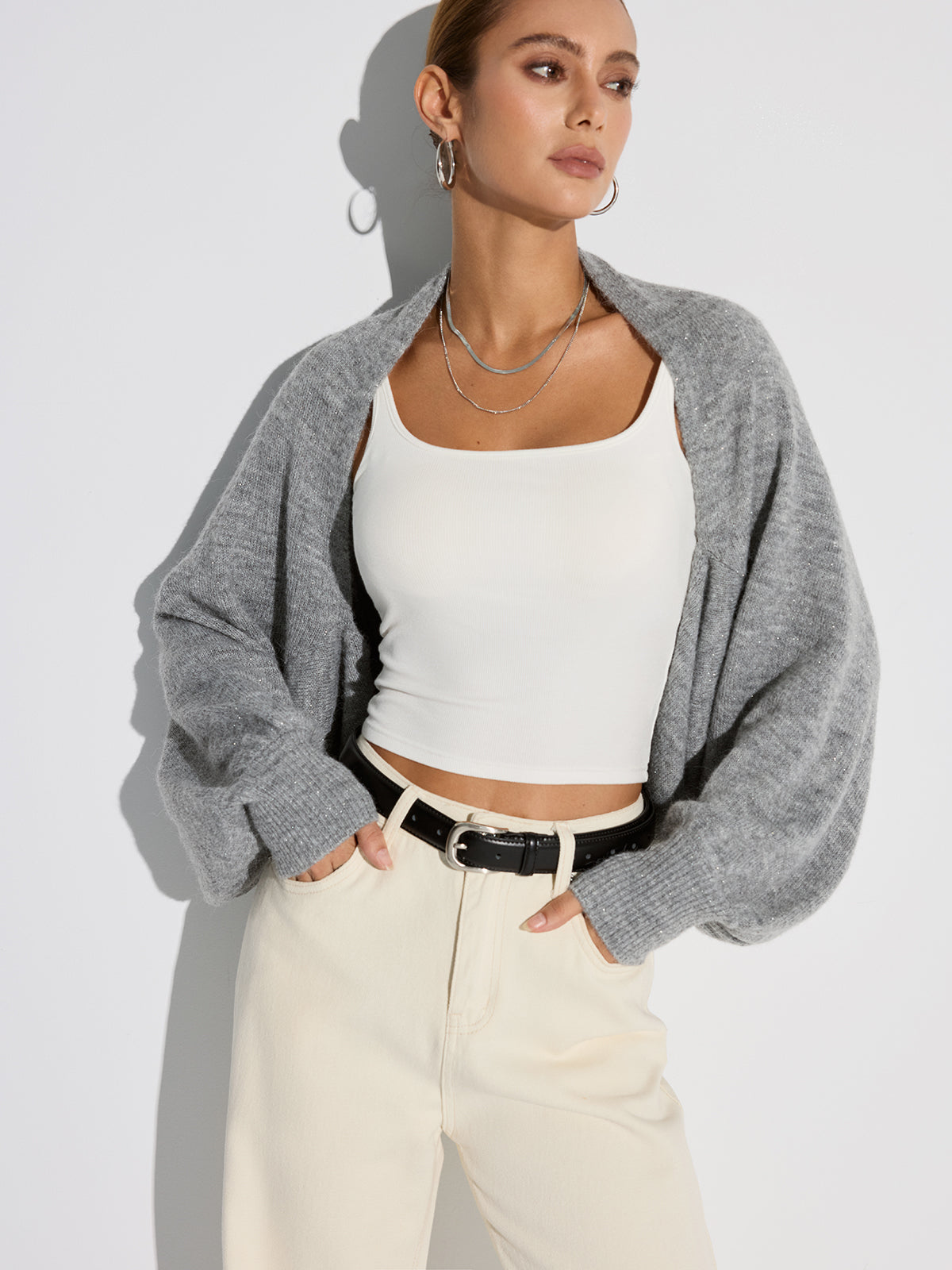 Cardigan oversize manches chauve-souris