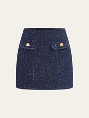 Jupe mini tweed paillettes