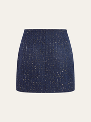 Jupe mini tweed paillettes