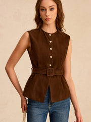 Gilet suédine à ceinture
