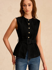 Gilet suédine à ceinture