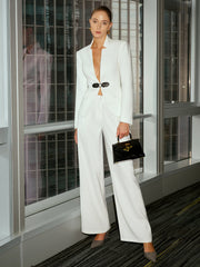Blazer blanc col montant à boucle