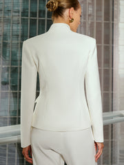 Blazer blanc col montant à boucle