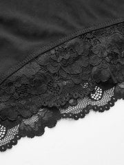 Body dentelle transparente manches longues