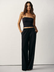 Pantalon de jogging à bande noir, vue portée de face