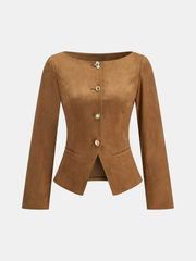 Veste suédine camel à boutons