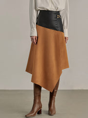 Jupe midi asymétrique effet daim