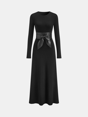 Robe maxi manches longues ceinturée