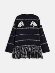 Cardigan à franges motif cheval