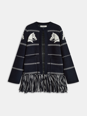 Cardigan à franges motif cheval