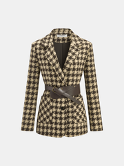 Blazer pied-de-poule ceinturé