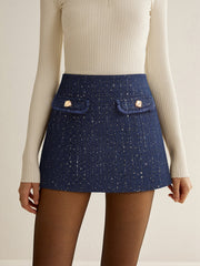 Jupe mini tweed paillettes