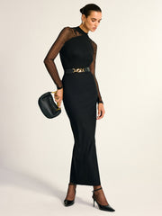 Blouse col montant manches transparentes