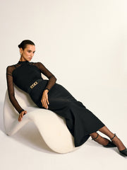 Blouse col montant manches transparentes