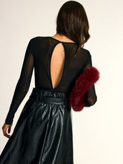 Body dentelle transparente manches longues