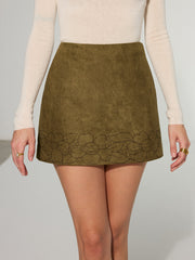 Jupe mini imprimé floral effet daim