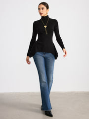 Pull col roulé asymétrique