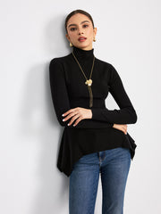 Pull col roulé asymétrique