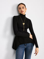 Pull col roulé asymétrique