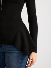 Pull col roulé asymétrique
