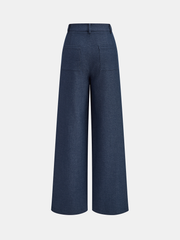 Pantalon ample à pinces marine, pièce seule, vue de dos