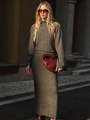 Ensemble pull et jupe maxi tricot