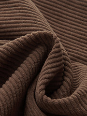 Pantalon ample en velours côtelé brun, détail du tissu