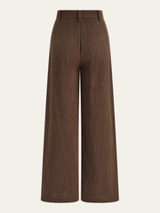 Pantalon ample en velours côtelé brun, pièce seule, vue de face