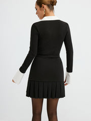 Robe chemise mini ceinturée à plis