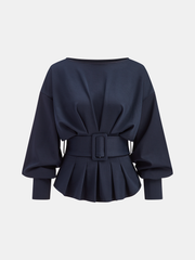 Sweat col bateau peplum ceinture